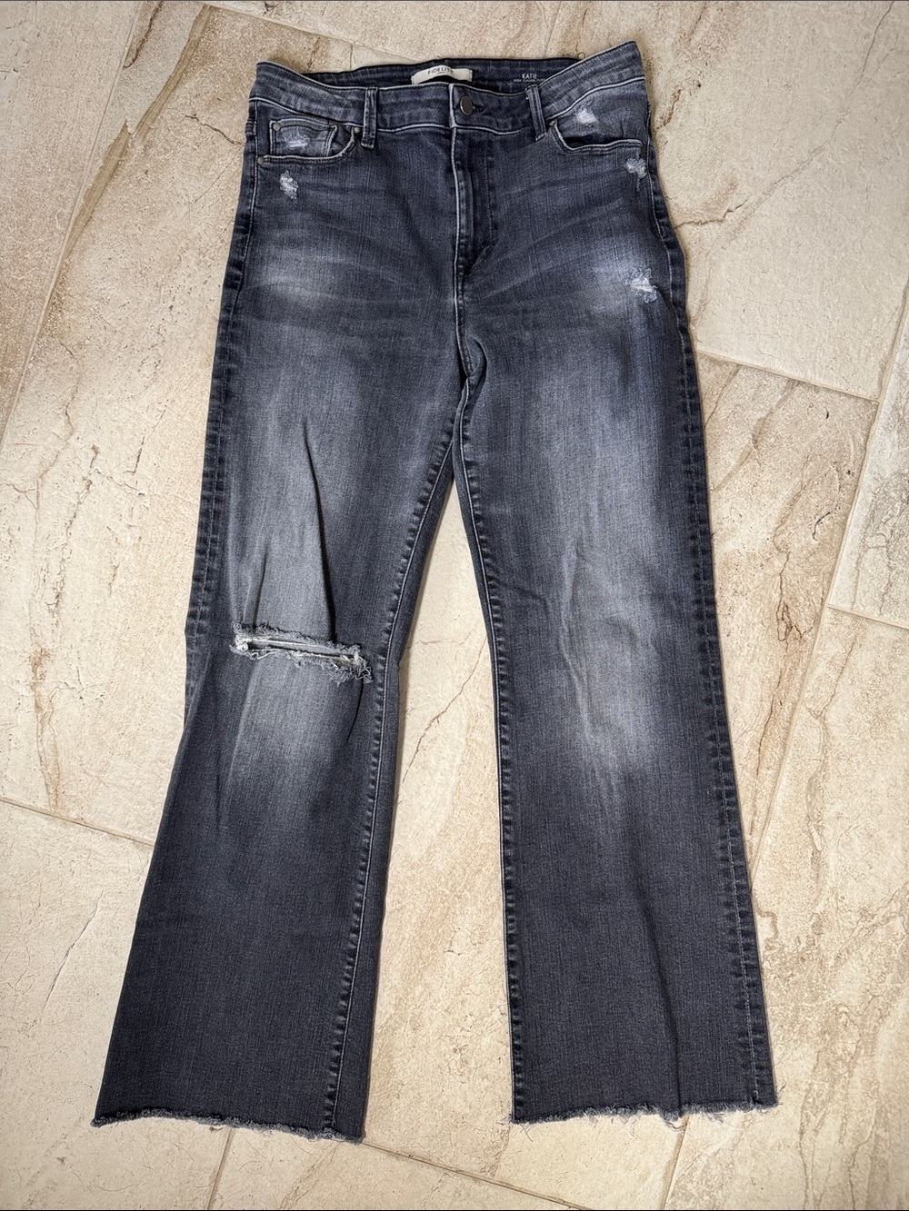 Fidelity Katie High Flare Jeans Distressed Black Jeans Size 31